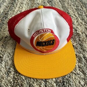 Vtg 80s Houston Rockets Trucker Hat Made in Taiwan ROC Twins Snapback NBA